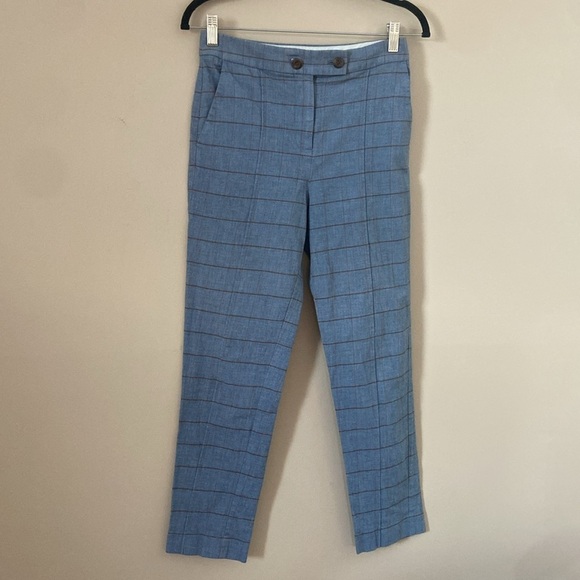 Rebecca Taylor- Windowpane High Rise Crop Twill Pants - Picture 4 of 13